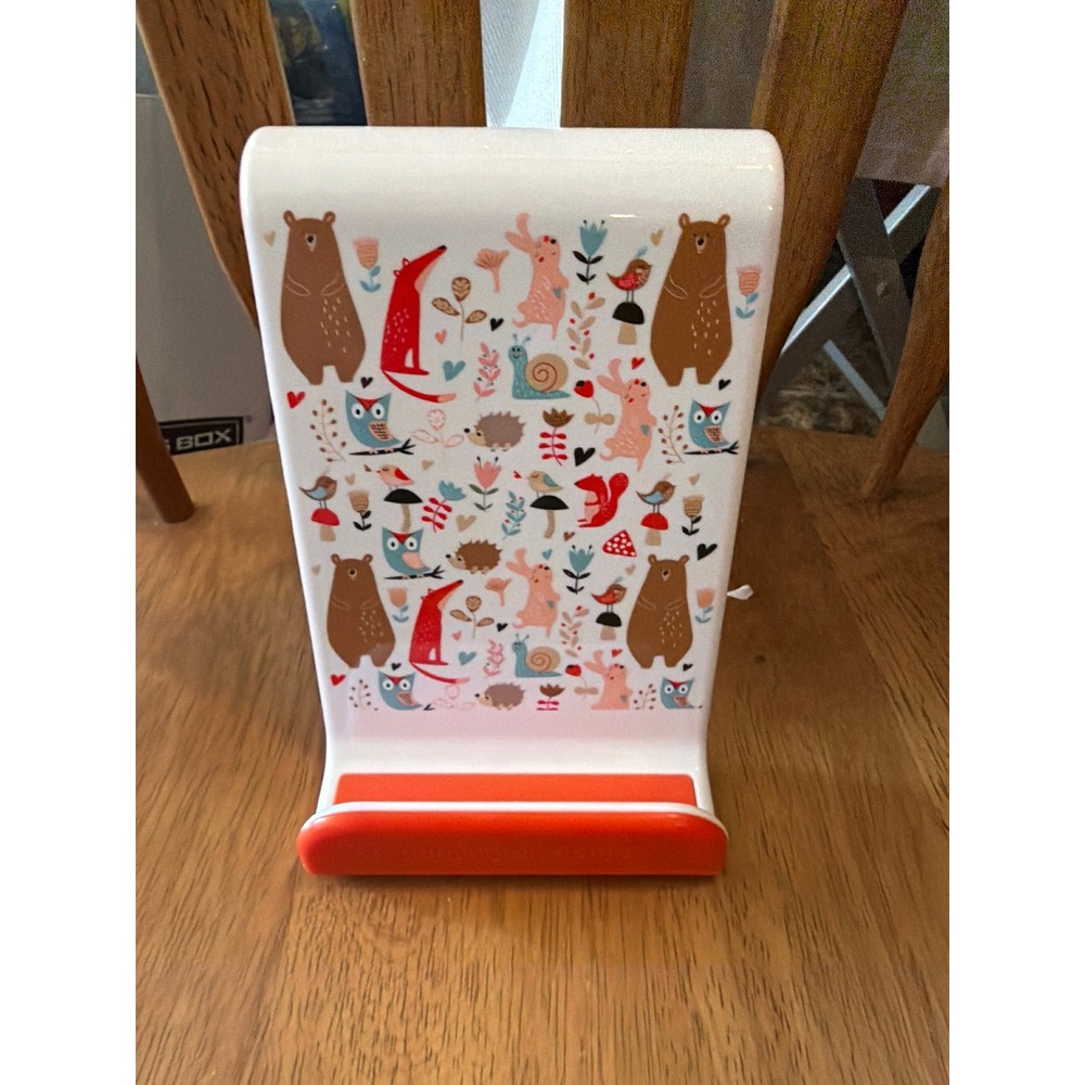 Woodland Animal Print Universal Tablet Phone Stand White Orange Forest Critters